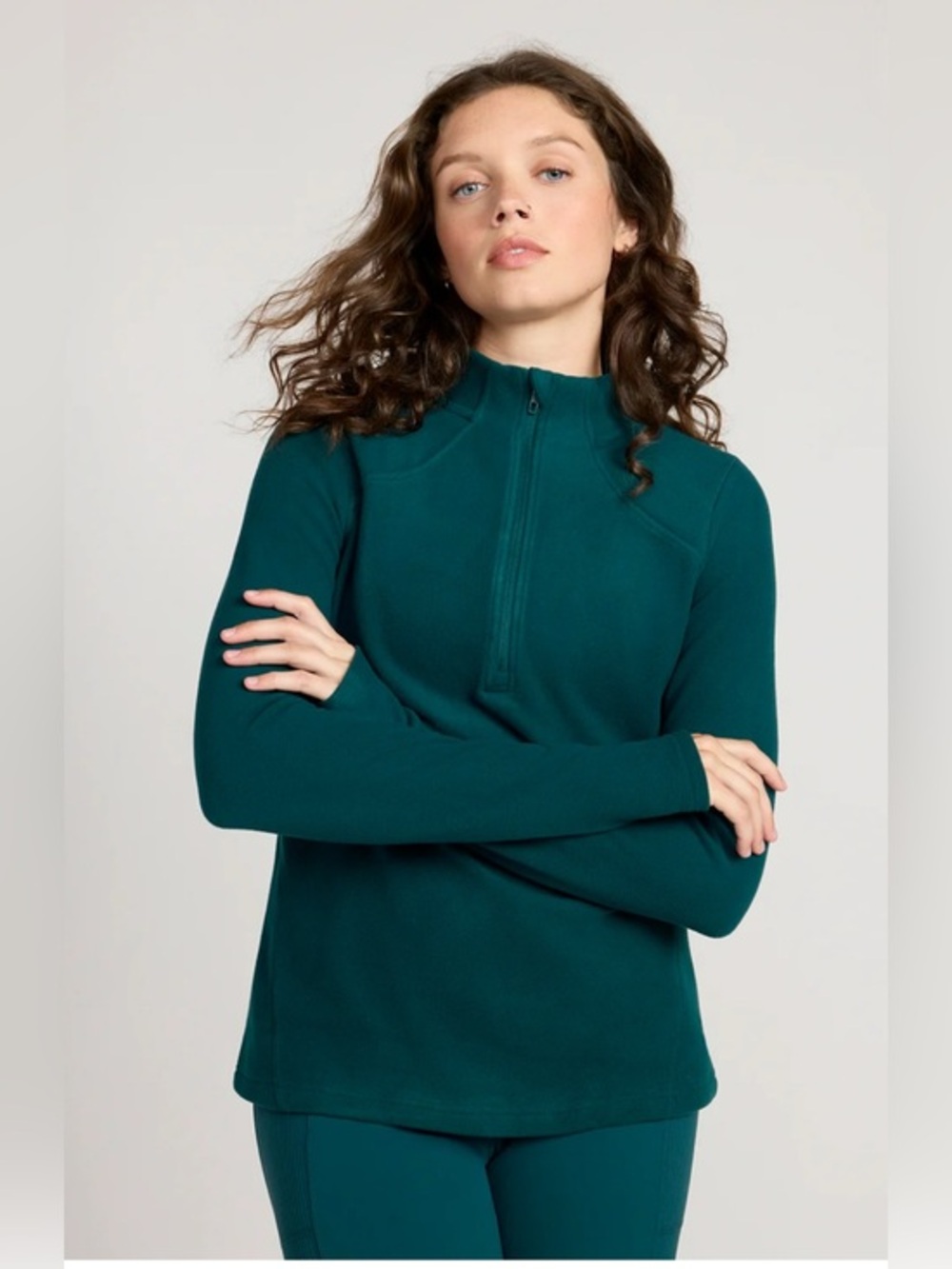 Mondetta Warm Stretch Women's Teal 1/4 Zip Pullover Top NWOT
